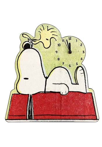 PEANUTS SNOOPY & WOODSTOCK DOGHOUSE WOOD WALL CLOCK - Clocks